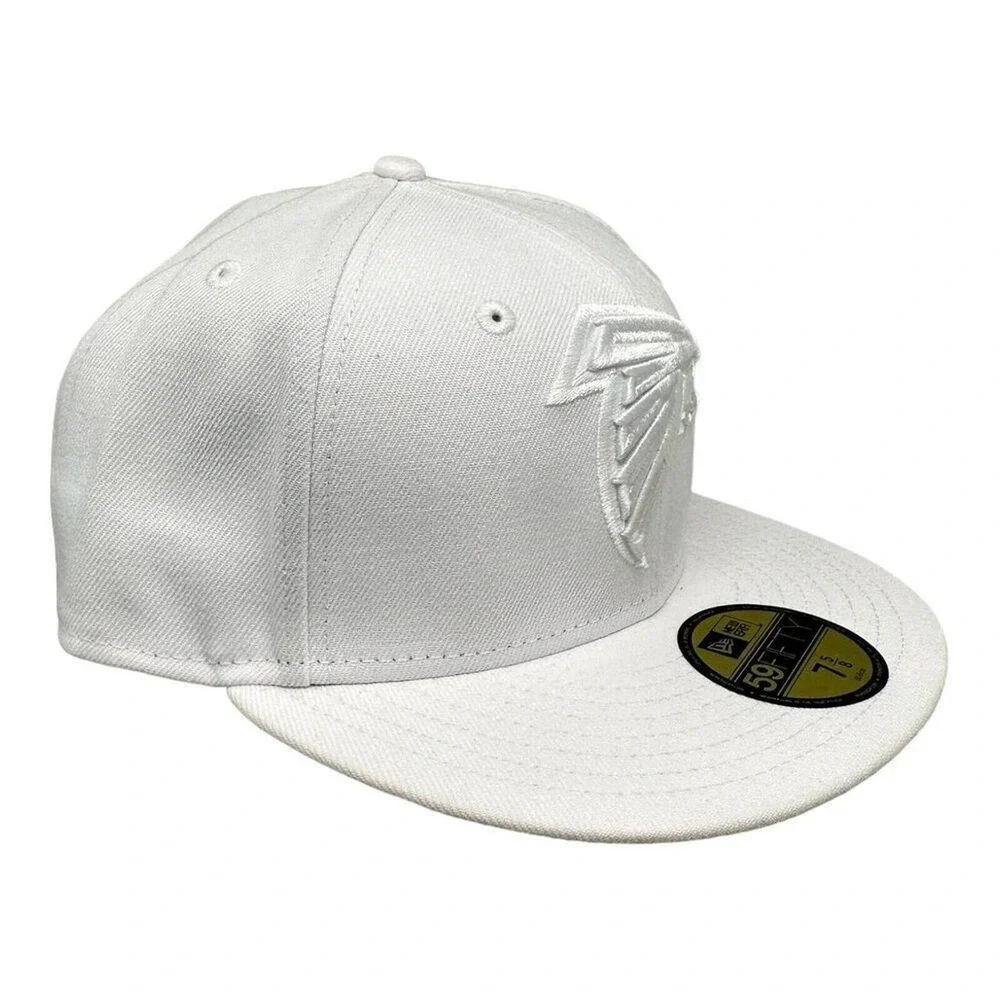 New Era 59FIFTY Atlanta Falcons Hat Triple White Fitted‎ 7 5/8 Mens NFL Cap